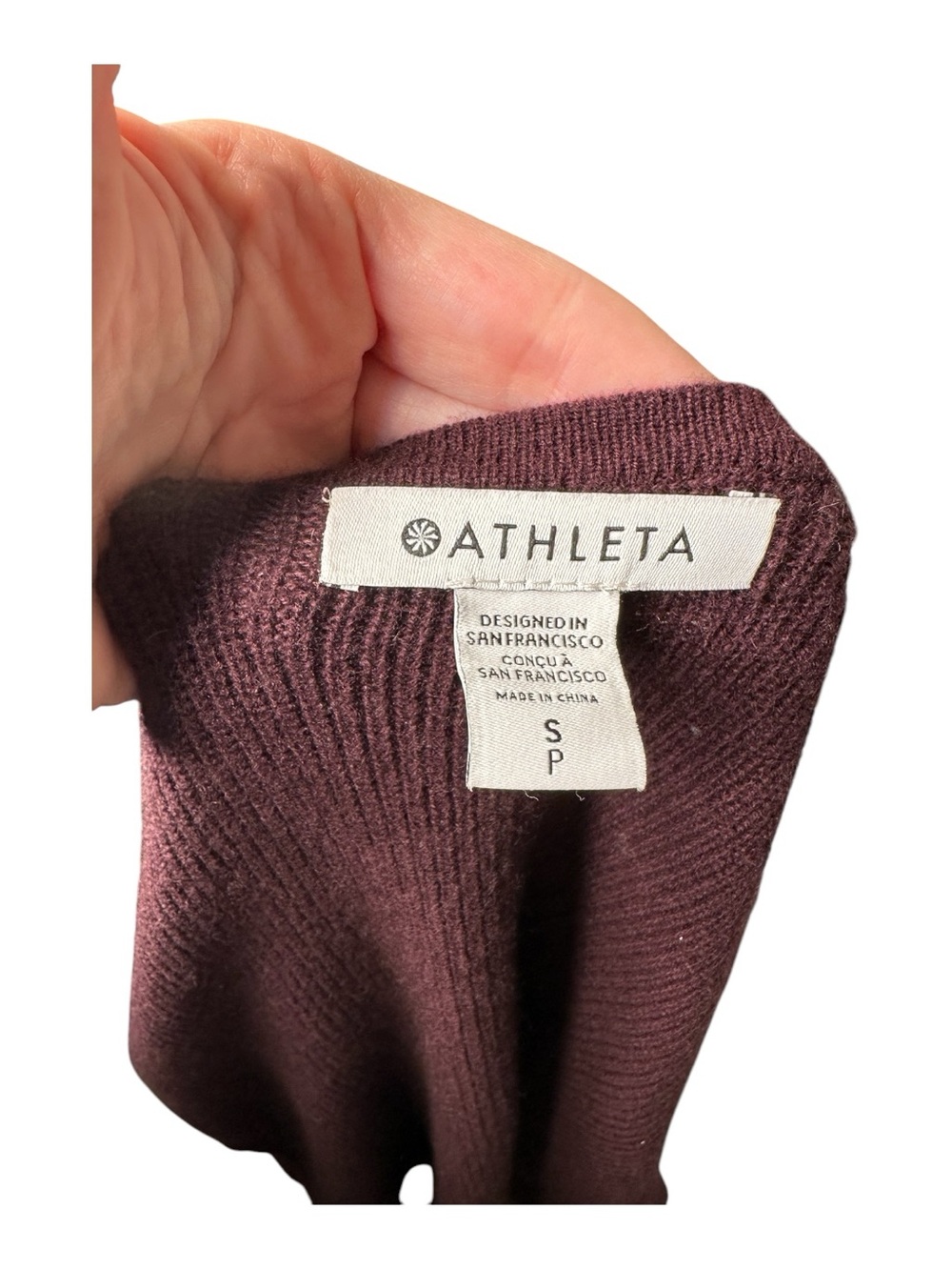 Athleta Alpine Wrap Sweater Size Small Merino Wool Cashmere Burgundy Plum New - Picture 12 of 13